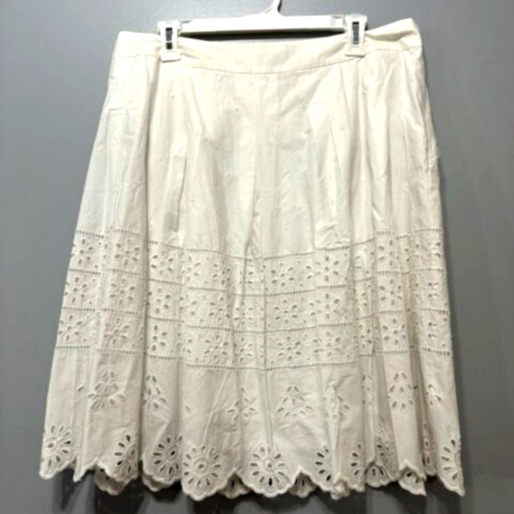 Talbot plus size white eyelit skirt